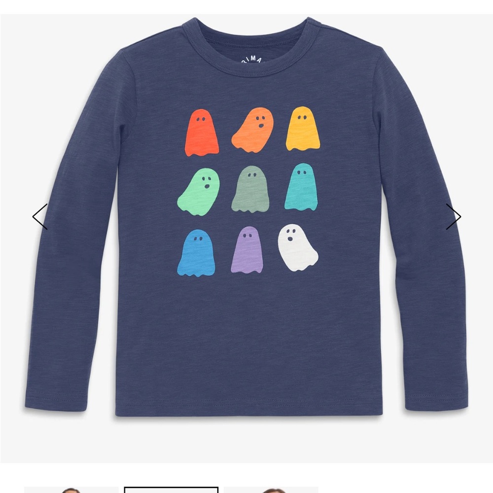 Primary Kids Halloween Rainbow Ghosts Long Sleeve Tee in Navy - Picture 3 of 7